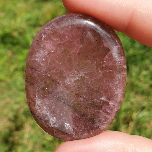Strawberry Quartz Worry Stone BONUS Info Card Crystals Mineral Stones Natural Metaphysical Gifts