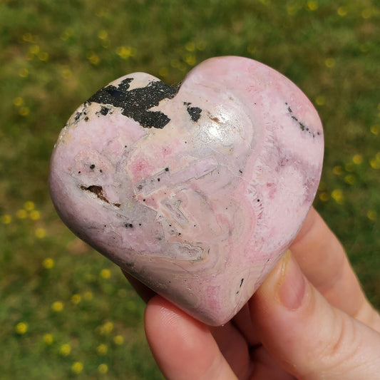 Rhodonite Rhodochrosite Heart Carving Crystals Minerals Metaphysical BONUS Info Card Collectible Gifts