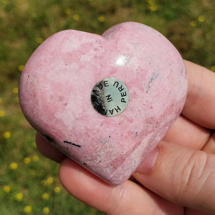 Rhodonite Rhodochrosite Heart Carving Crystals Minerals Metaphysical BONUS Info Card Collectible Gifts