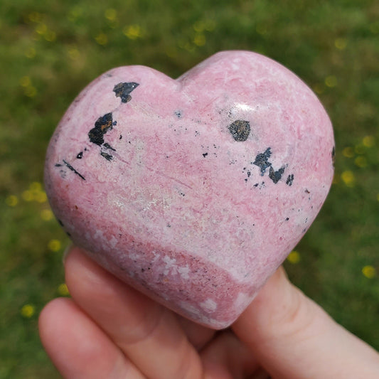 Rhodonite Rhodochrosite Heart Carving Crystals Minerals Metaphysical BONUS Info Card Collectible Gifts