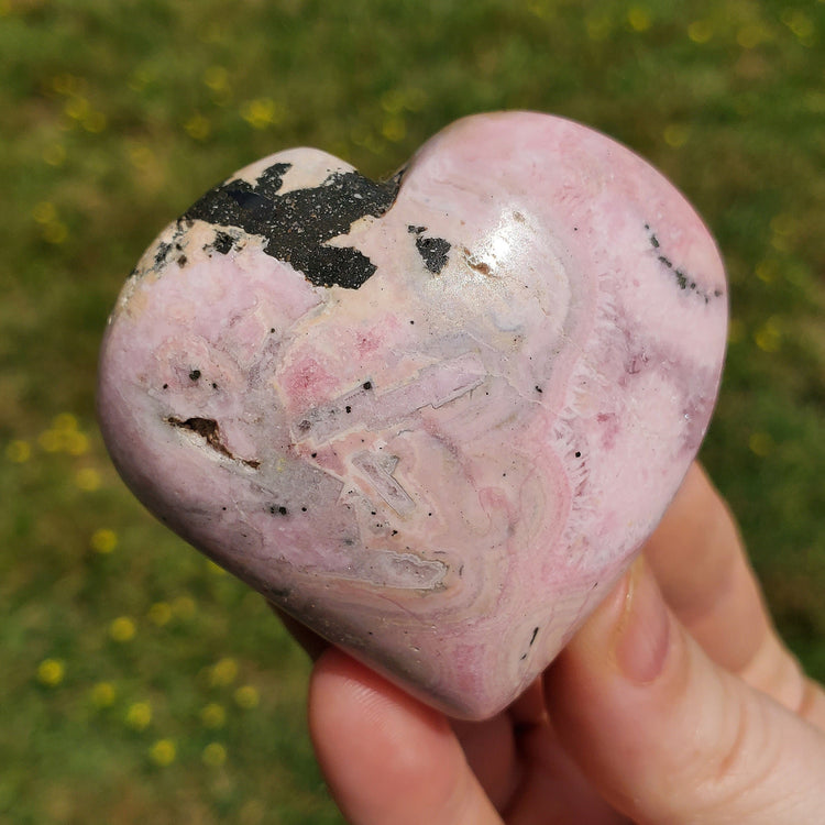 Rhodonite Rhodochrosite Heart Carving Crystals Minerals Metaphysical BONUS Info Card Collectible Gifts