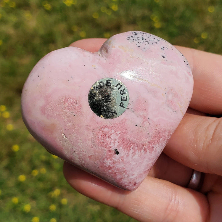 Rhodonite Rhodochrosite Heart Carving Crystals Minerals Metaphysical BONUS Info Card Palm Stones Collecible Gifts