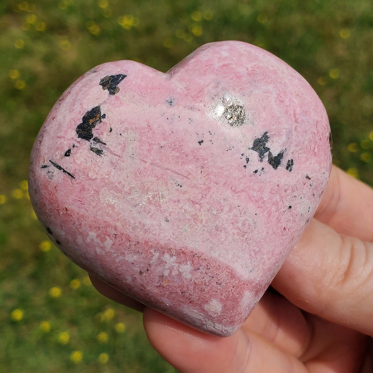 Rhodonite Rhodochrosite Heart Carving Crystals Minerals Metaphysical BONUS Info Card Collectible Gifts