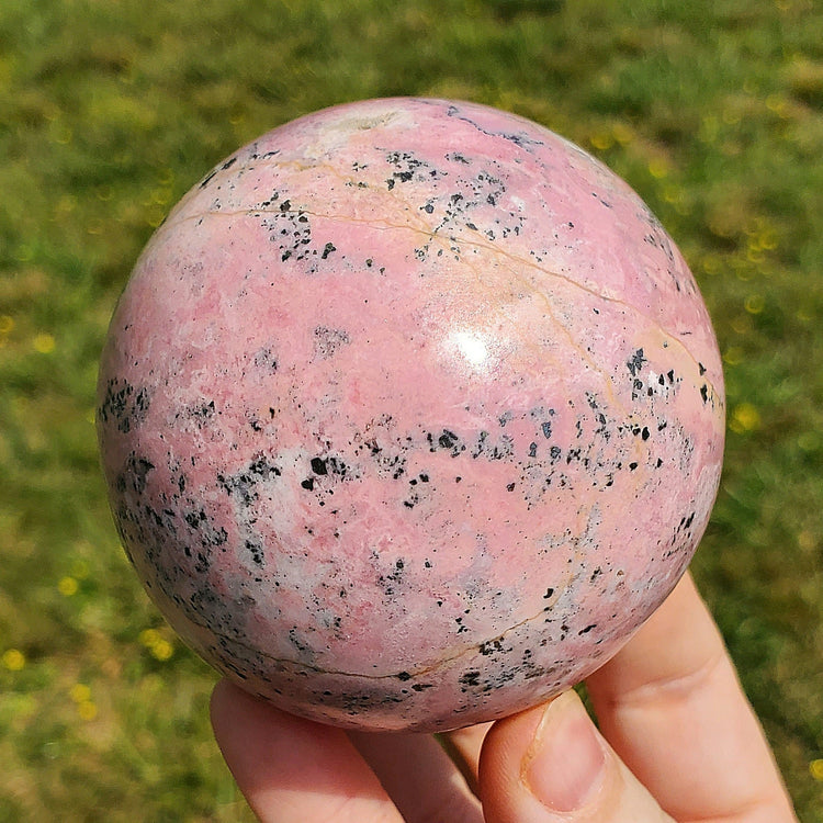 Rhodonite Rhodochrosite Sphere Carving Crystals Minerals Metaphysical BONUS Info Card Stones Collecible Gifts