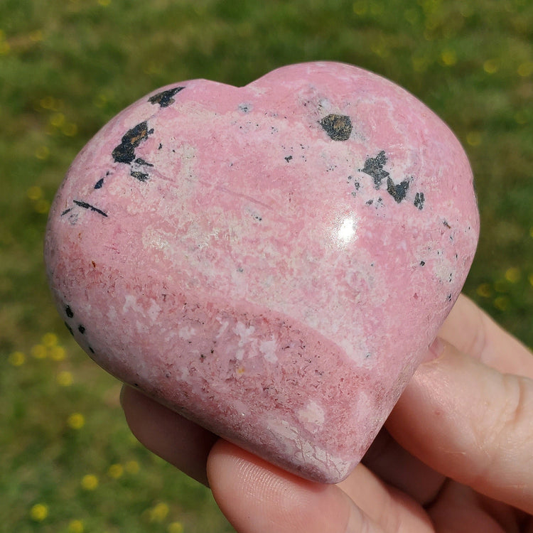 Rhodonite Rhodochrosite Heart Carving Crystals Minerals Metaphysical BONUS Info Card Collectible Gifts