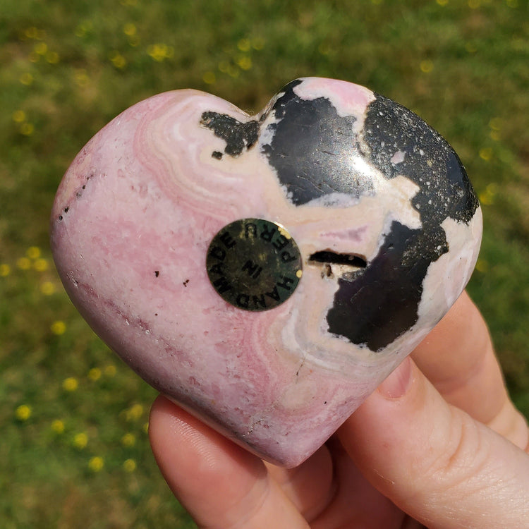 Rhodonite Rhodochrosite Heart Carving Crystals Minerals Metaphysical BONUS Info Card Collectible Gifts