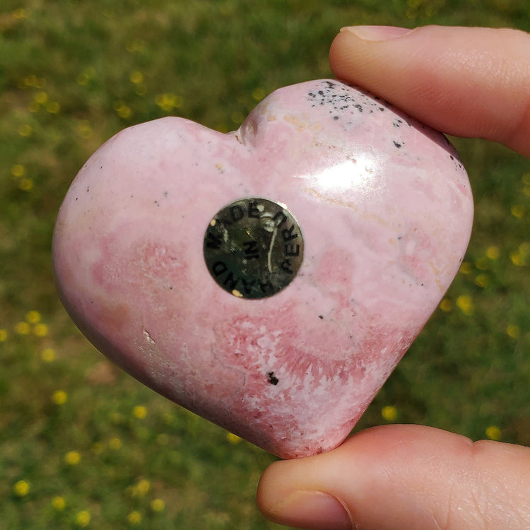 Rhodonite Rhodochrosite Heart Carving Crystals Minerals Metaphysical BONUS Info Card Palm Stones Collecible Gifts