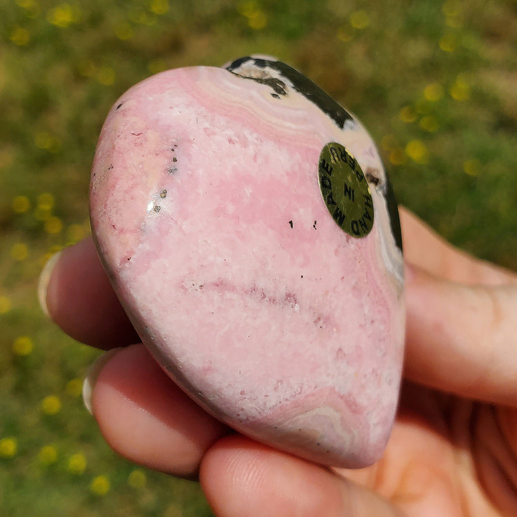 Rhodonite Rhodochrosite Heart Carving Crystals Minerals Metaphysical BONUS Info Card Collectible Gifts