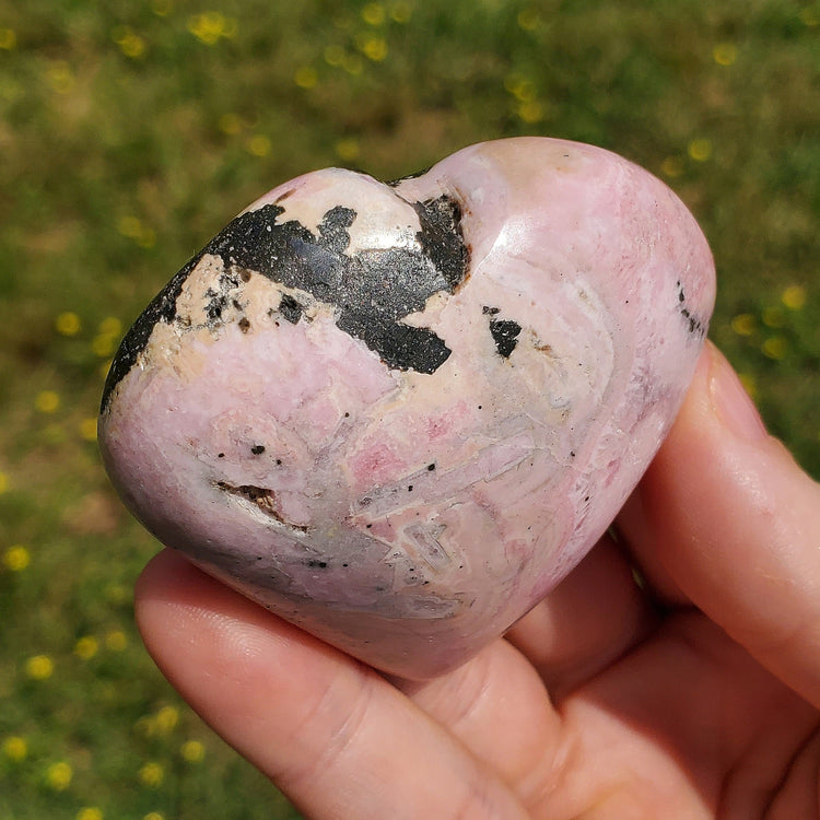 Rhodonite Rhodochrosite Heart Carving Crystals Minerals Metaphysical BONUS Info Card Collectible Gifts