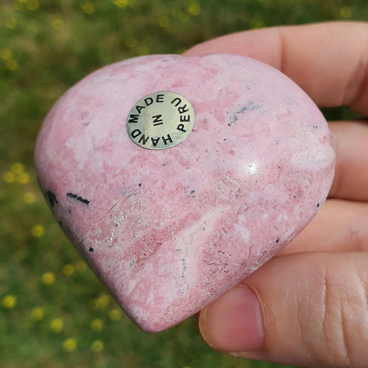 Rhodonite Rhodochrosite Heart Carving Crystals Minerals Metaphysical BONUS Info Card Collectible Gifts