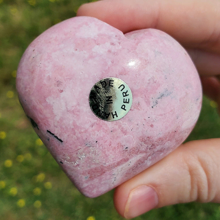 Rhodonite Rhodochrosite Heart Carving Crystals Minerals Metaphysical BONUS Info Card Collectible Gifts