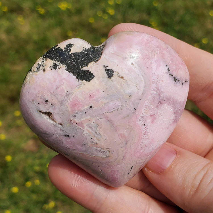 Rhodonite Rhodochrosite Heart Carving Crystals Minerals Metaphysical BONUS Info Card Collectible Gifts