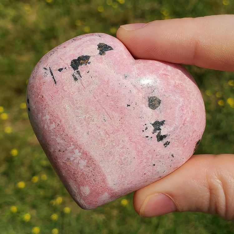 Rhodonite Rhodochrosite Heart Carving Crystals Minerals Metaphysical BONUS Info Card Collectible Gifts