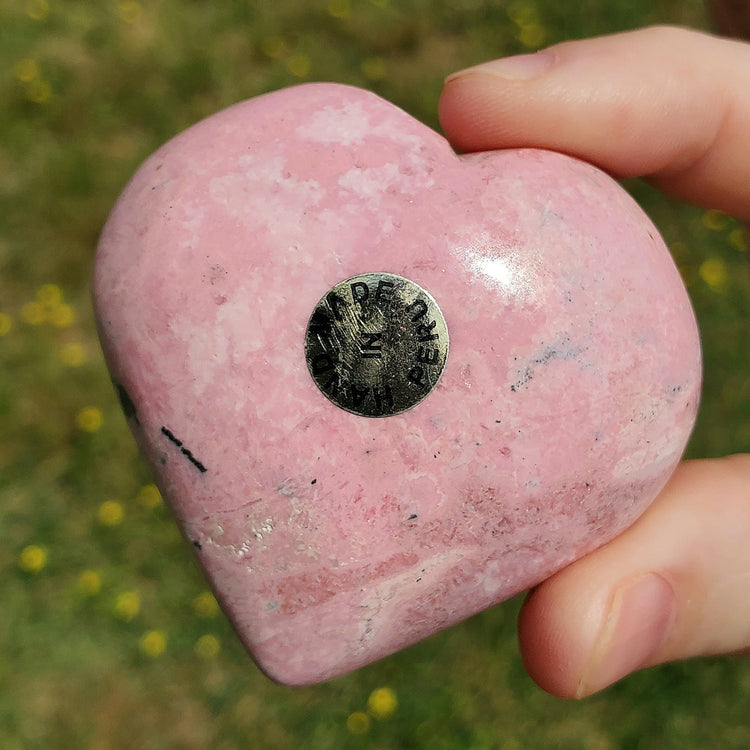 Rhodonite Rhodochrosite Heart Carving Crystals Minerals Metaphysical BONUS Info Card Collectible Gifts