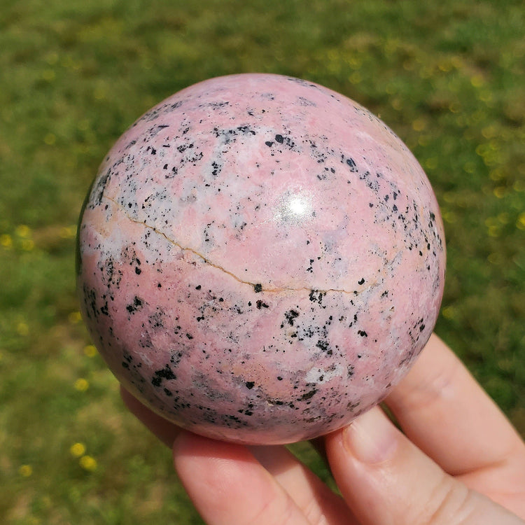 Rhodonite Rhodochrosite Sphere Carving Crystals Minerals Metaphysical BONUS Info Card Stones Collecible Gifts