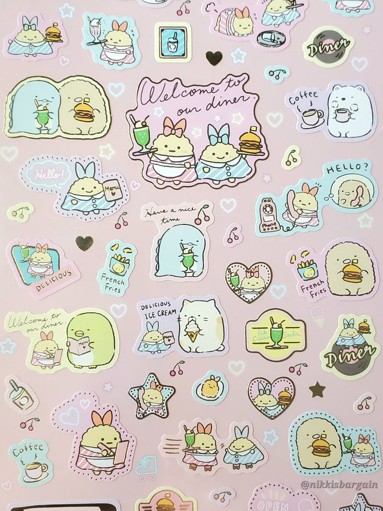 San-x Shippo's Diner Sumikko Gurashi Stickers Sticker Sheet Japan 2021 Kawaii