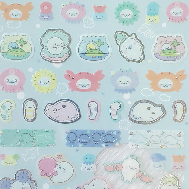 San-x Mamegoma Kawaii Sticker Sheet Sea Life Collectible Gifts Japan 2021