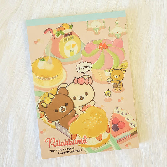 San-x Rilakkuma Amusement Park Large Memo Pad Kawaii Stationery Notepad Collectible Gifts