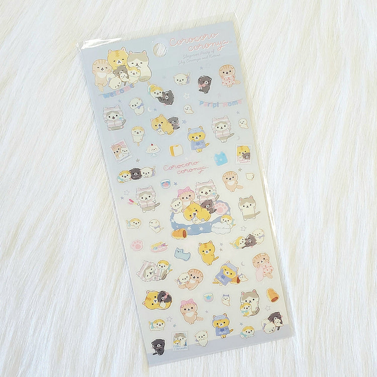 San-x Corocoro Coronya Sleepover Kittens Cat Stickers Sticker Sheet Kawaii Japan Collectible Cute Gifts B