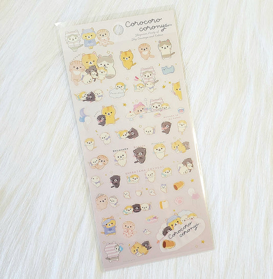 San-x Corocoro Coronya Sleepover Kittens Cat Stickers Sticker Sheet Kawaii Japan Collectible Cute Gifts