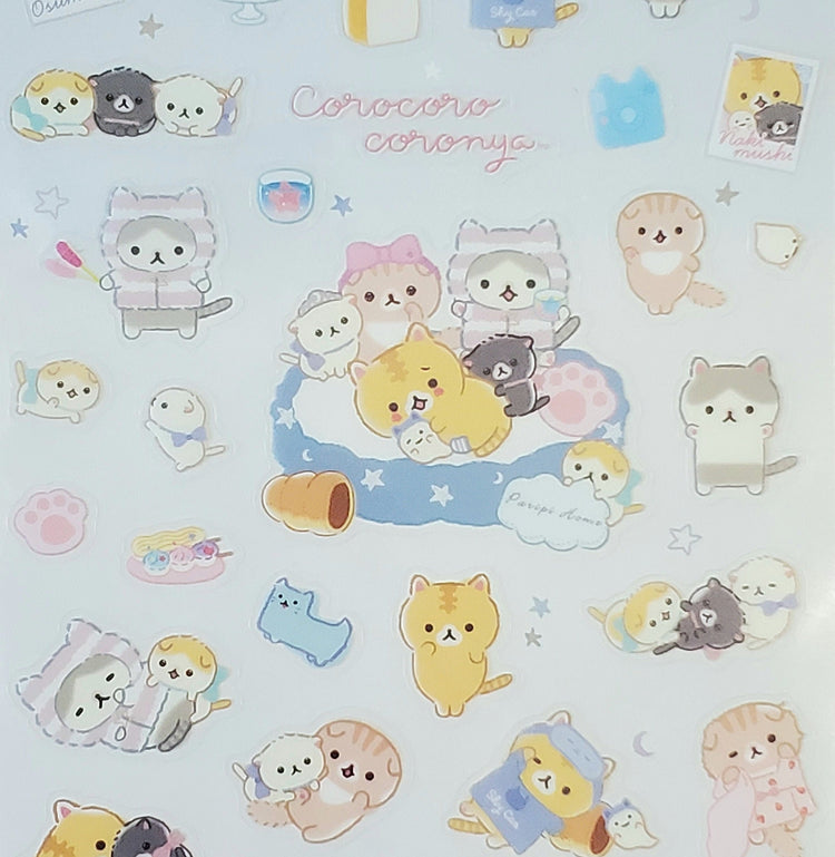 San-x Corocoro Coronya Sleepover Kittens Cat Stickers Sticker Sheet Kawaii Japan Collectible Cute Gifts B