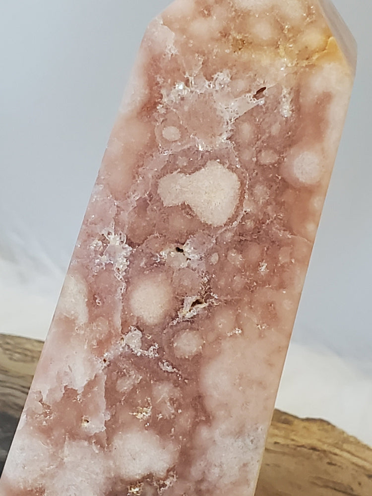 Pink Amethyst Flower Agate Tower Point BONUS Info Card Crystals Minerals Stones Natural Metaphysical Nature Reiki Sugary Collectible A1