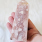 Pink Amethyst Flower Agate Tower Point BONUS Info Card Crystals Minerals Stones Natural Metaphysical Nature Reiki Sugary Collectible A1