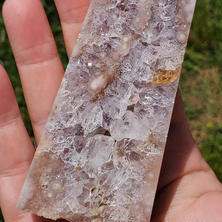 Pink Amethyst Flower Agate Tower Point BONUS Info Card Crystals Minerals Stones Natural Metaphysical Nature Reiki Sugary Collectible A03