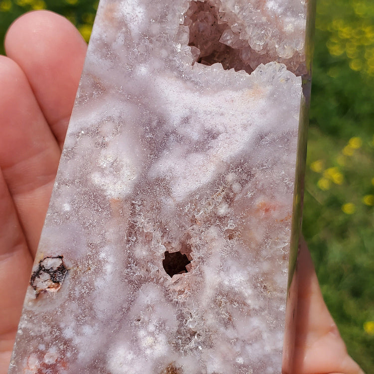 Pink Amethyst Flower Agate Tower Point BONUS Info Card Crystals Minerals Stones Natural Metaphysical Nature Reiki Sugary Collectible A2