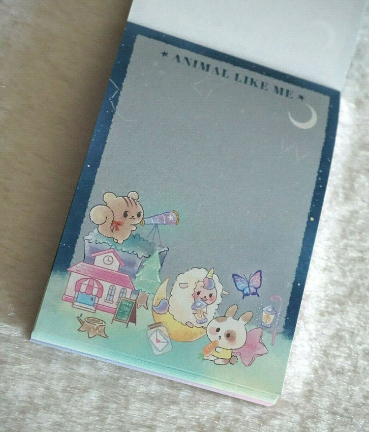 Q-lia Animal Like Me Night Time Mini Memo Pad Stationery Kawaii Japan Collectible Gifts