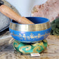 Chakra Tibetan Song Bowl with Pillow & Striker Blue Meditiation Music Yoga Reiki Cleansing Natural Healing Gifts Metaphysical Spiritual