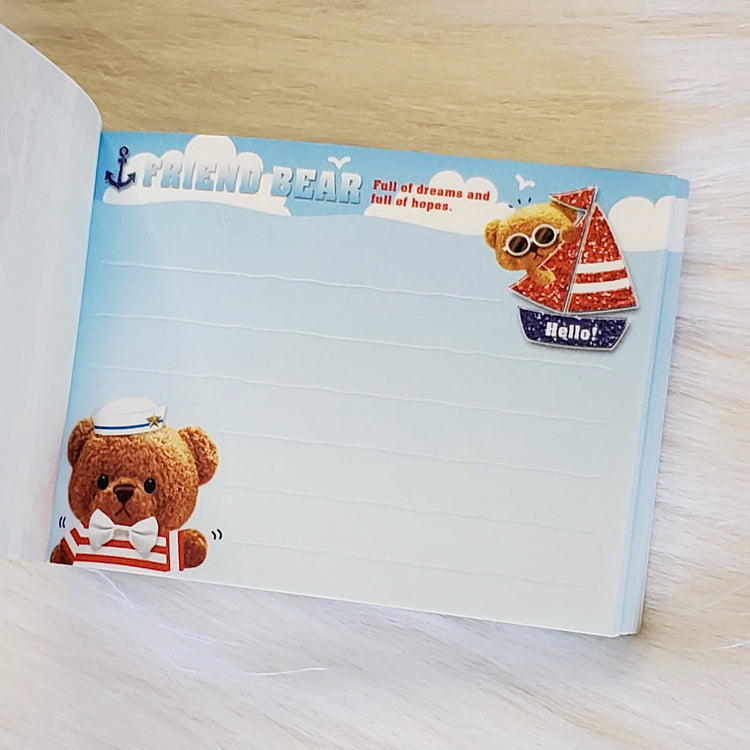 Nautical Bear Friend Mini Memo Pad Kawaii Stationery Notepad Collectible Gifts Kamio Japan Planners Bujo