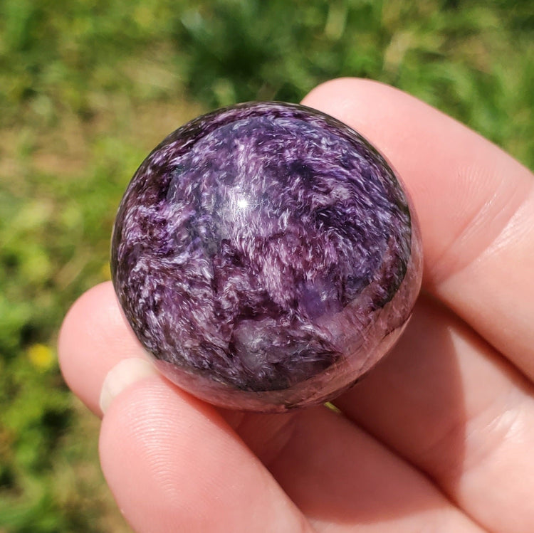 Charoite Sphere BONUS Info Card Crystals Minerals Stones Carvings S4