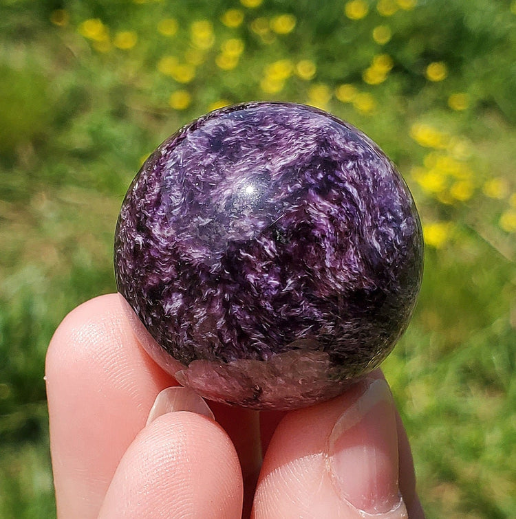 Charoite Sphere BONUS Info Card Crystals Minerals Stones Carvings S4