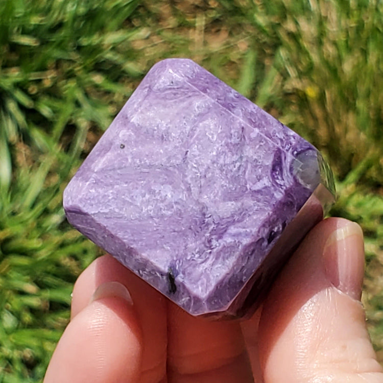 Charoite Cube BONUS Info Card Crystals Minerals Stones Carvings Healing C3