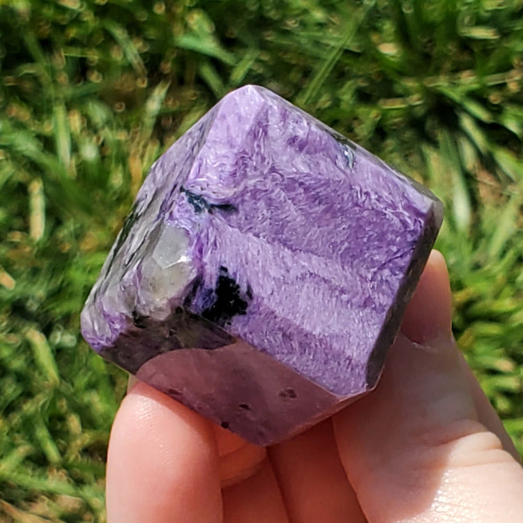 Charoite Cube BONUS Info Card Crystals Minerals Stones Carvings Healing C3