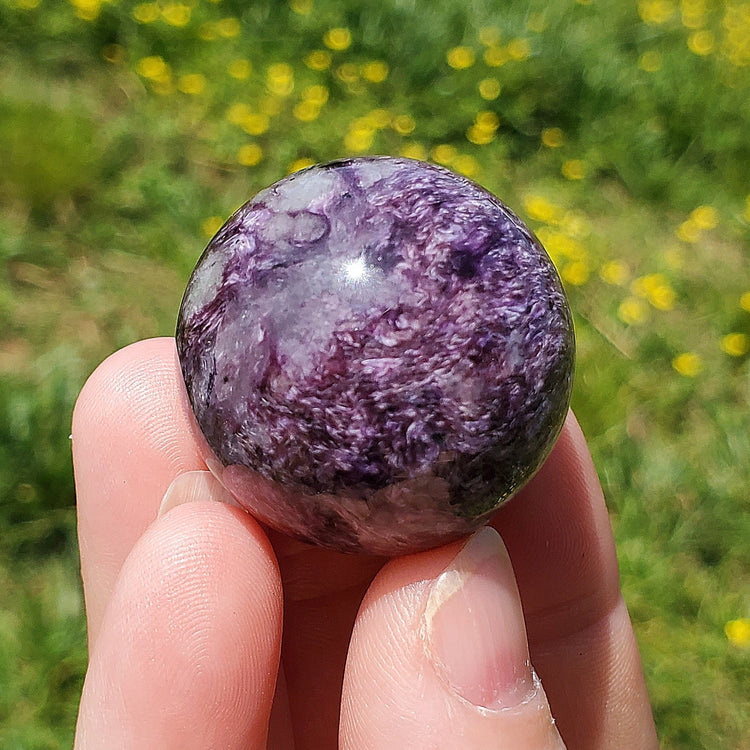 Charoite Sphere BONUS Info Card Crystals Minerals Stones Carvings S4