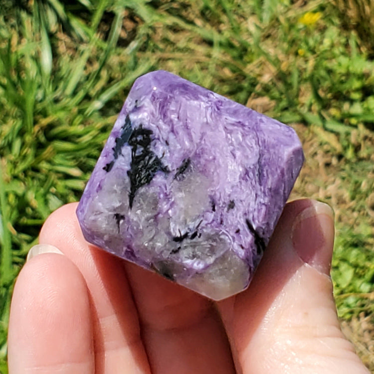 Charoite Cube BONUS Info Card Crystals Minerals Stones Carvings Healing C3