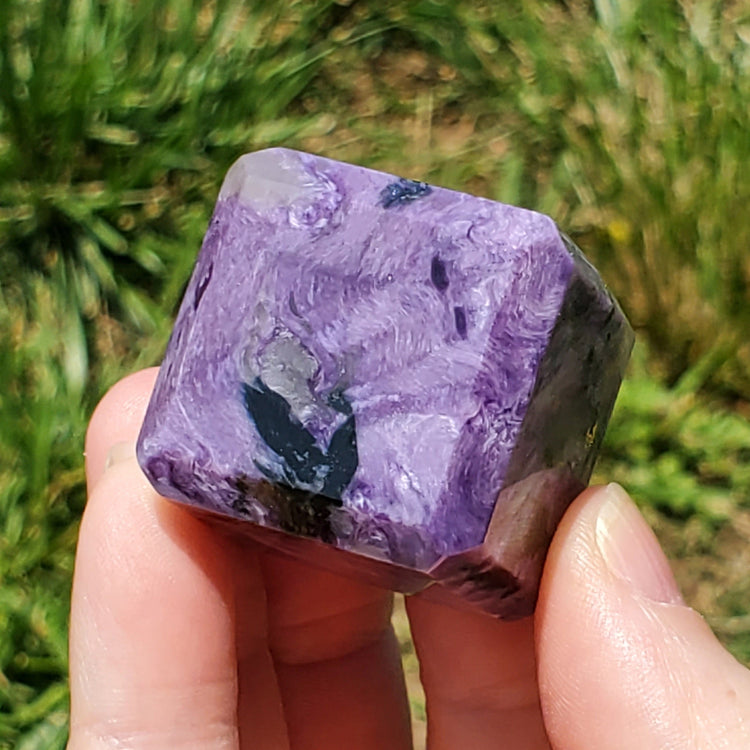 Charoite Cube BONUS Info Card Crystals Minerals Stones Carvings Healing C3