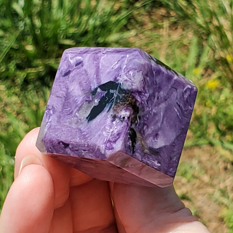 Charoite Cube BONUS Info Card Crystals Minerals Stones Carvings Healing C3