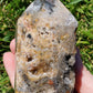 Dark Druzy Agate Tower BONUS Info Card Crystals Minerals Stones Natural Metaphysical Nature Reiki Collectible