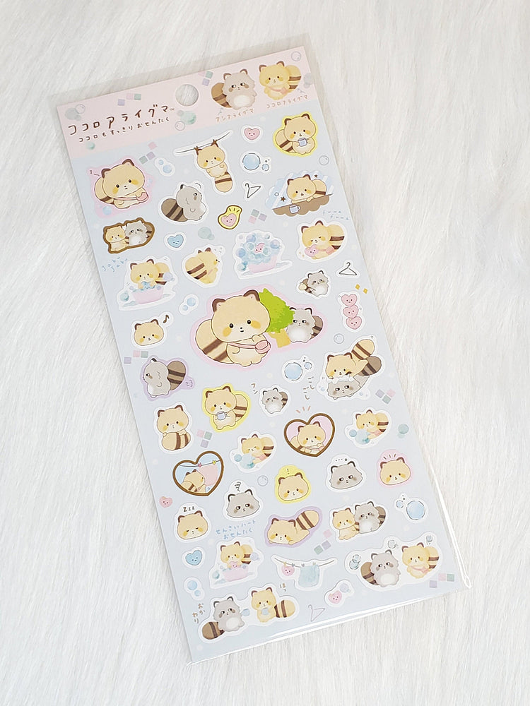 San-x Kokoro Araiguma Kawaii Raccoon Sticker Sheet stickers Japan 2020 Collectible Gifts B