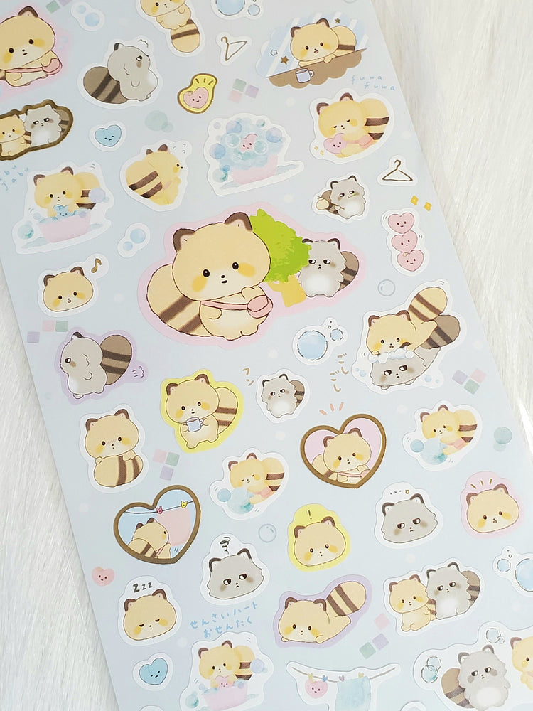 San-x Kokoro Araiguma Kawaii Raccoon Sticker Sheet stickers Japan 2020 Collectible Gifts B