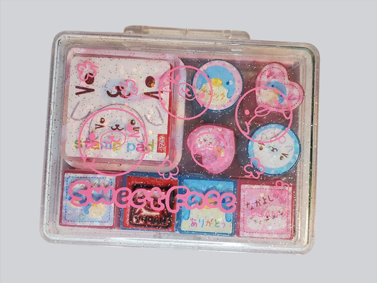 San-x Sweet Faces Stamp set stampers Japan Retro Collectible Planner Bujo USED
