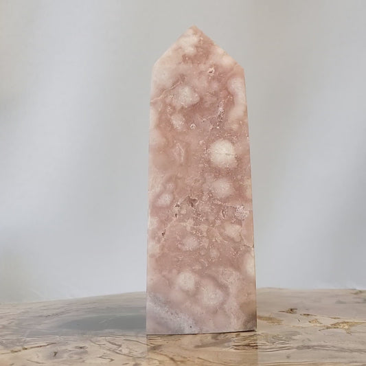 Pink Amethyst Flower Agate Tower Point BONUS Info Card Crystals Minerals Stones Natural Metaphysical Nature Reiki Sugary Collectible A1